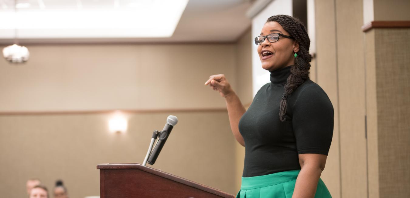 Image: Speaker at the 2019 Bottom Line for Diversity Conference