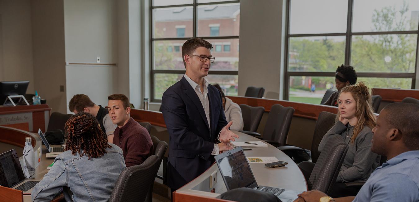 Image: Accountancy assistant professor Will Demere teaching a class.