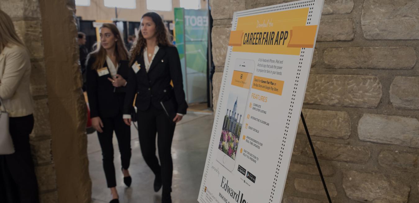 Image: Sign for Career Fair App leading into career fair.