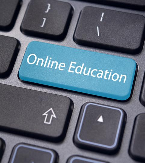 Image: Computer keyboard with button that says "online education."