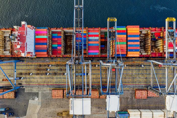 A stock image of a shipping container 