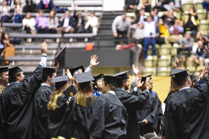 Students celebrating at the December 2022 commencement ceremony 