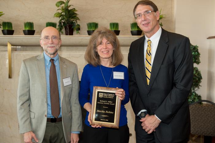 Image: Marsha Richins receiving the Richard G. Miller Summer Scholar Award 