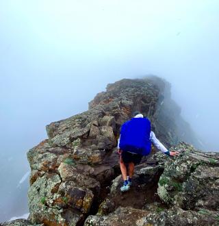 Haley Block crossing the Devil’s Causeway in northwest Colorado