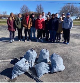 Image: Beta Alpha Psi students during Adopt-A-Highway service event.